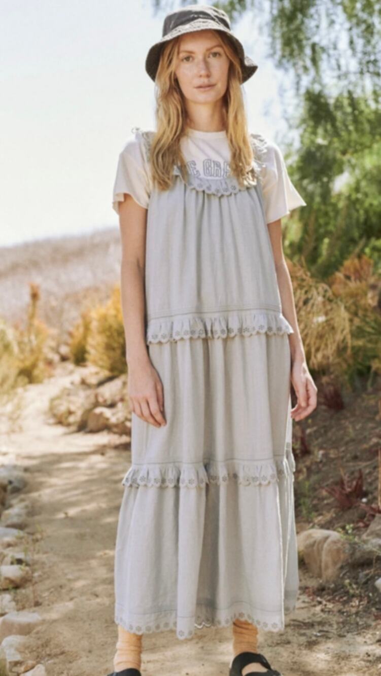 the Great. Magnolia eyelet tiered dress,  grey blue, Size 1, Small
